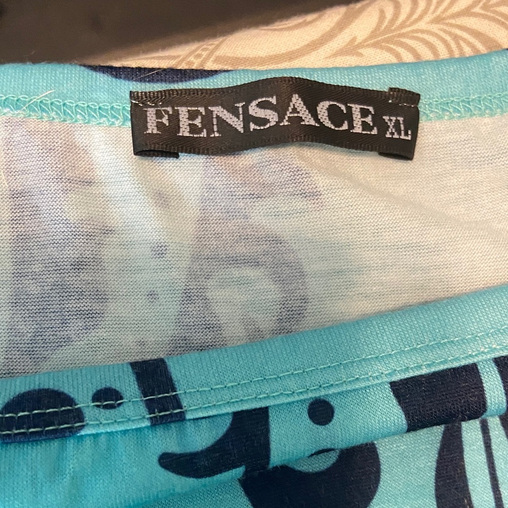 3/$12 Fensace Blue Filigree Damask Skater Dress Tank Midi Sundress XL XLarge - Picture 11 of 12
